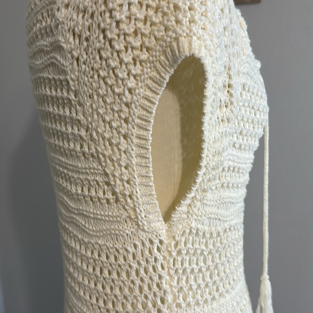 L.O.G.G Label of Graded Goods H&M Ivory‎ Crochet Dress Beach Coverup Sz M Y2K - Picture 5 of 7